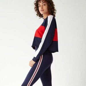 Aritzia TNA Agden Starboard Gojiberry & White Long Sleeve Tshirt Size S